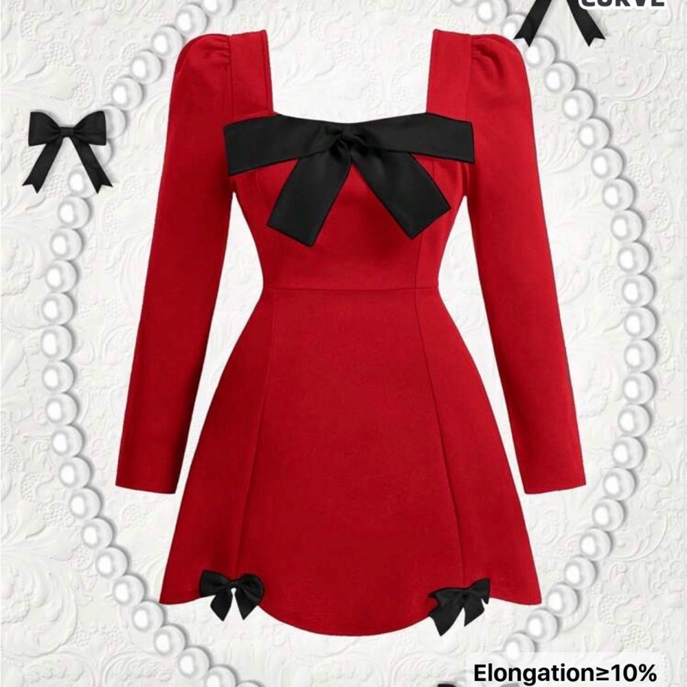 Elegant Red Dress with Black Accents